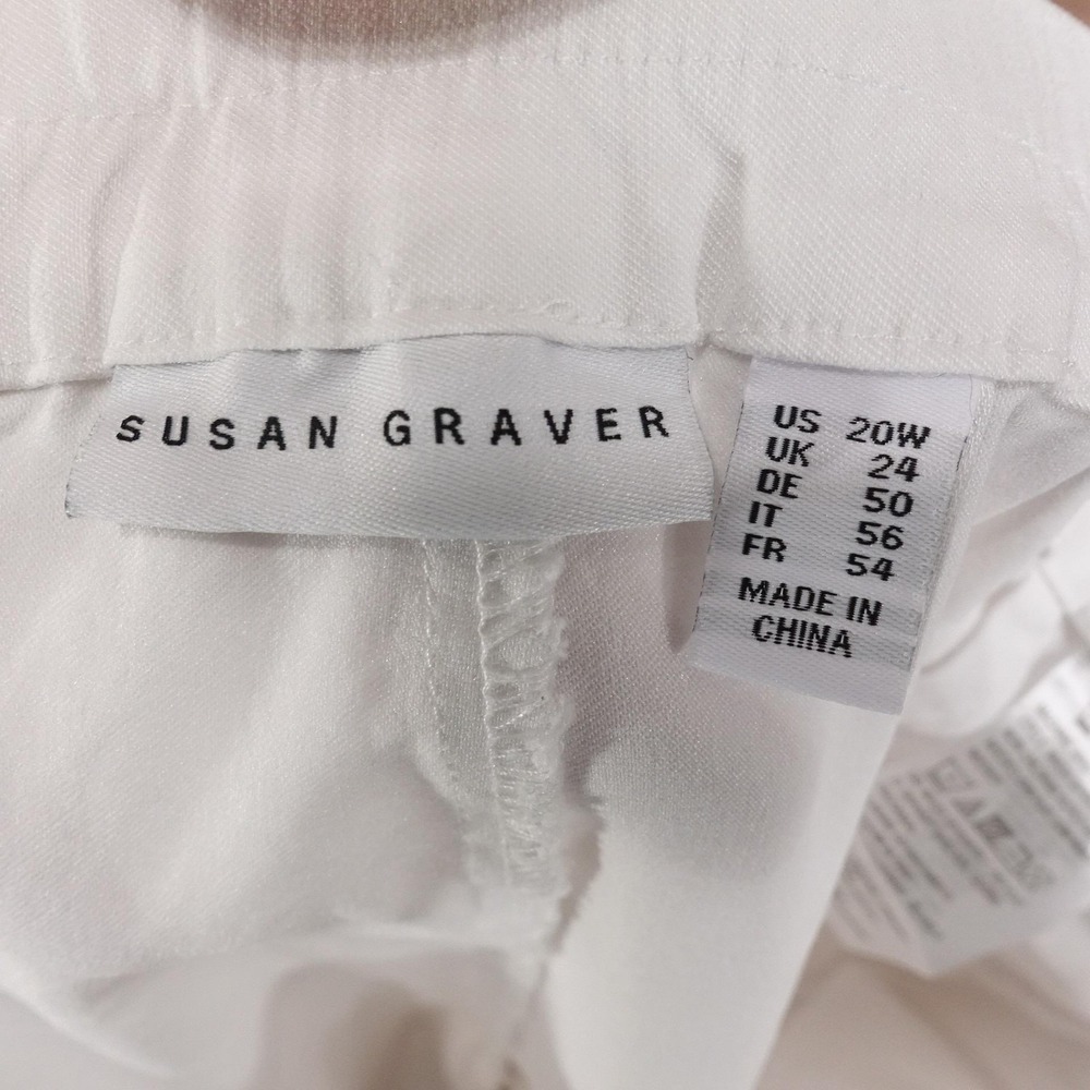 Susan Graver Pants Womens 20W White Capri Ankle Pull On Stretch Pockets 38x23.5 - Picture 6 of 8